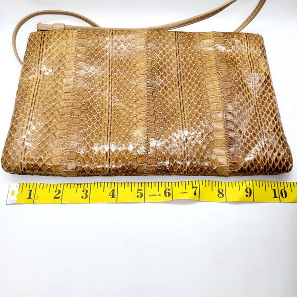 Clemente Brown Snakeprint Faux Leather Detachable Strap Shoulder Bag - Picture 9 of 11
